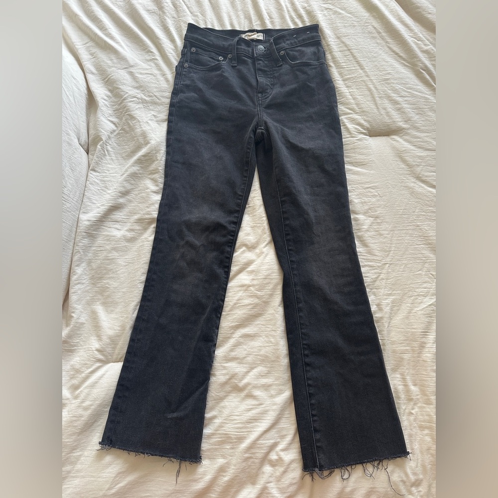 Madewell Black Flare Jeans with Raw Hem